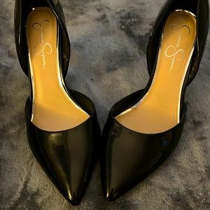 Jessica Simpson black leather heels
